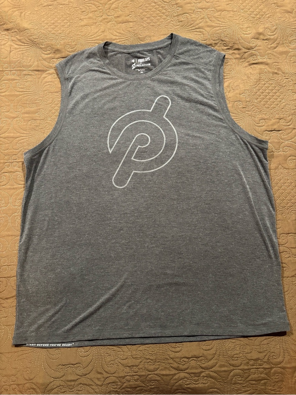 Peloton Men's Heather Gray Performance Tank with Logo